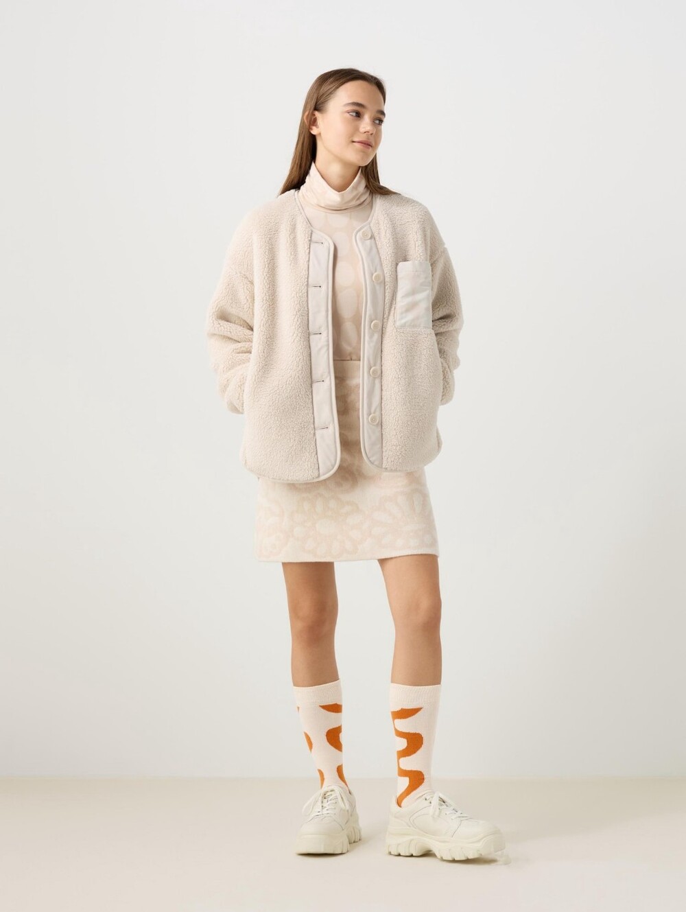 Uniqlo Marimekko Cream Teddy Jacket